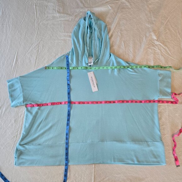 NWT Pretty Aqua Blue SS Pullover Hoodie Worshop Republic Clothing XL - Picture 16 of 16